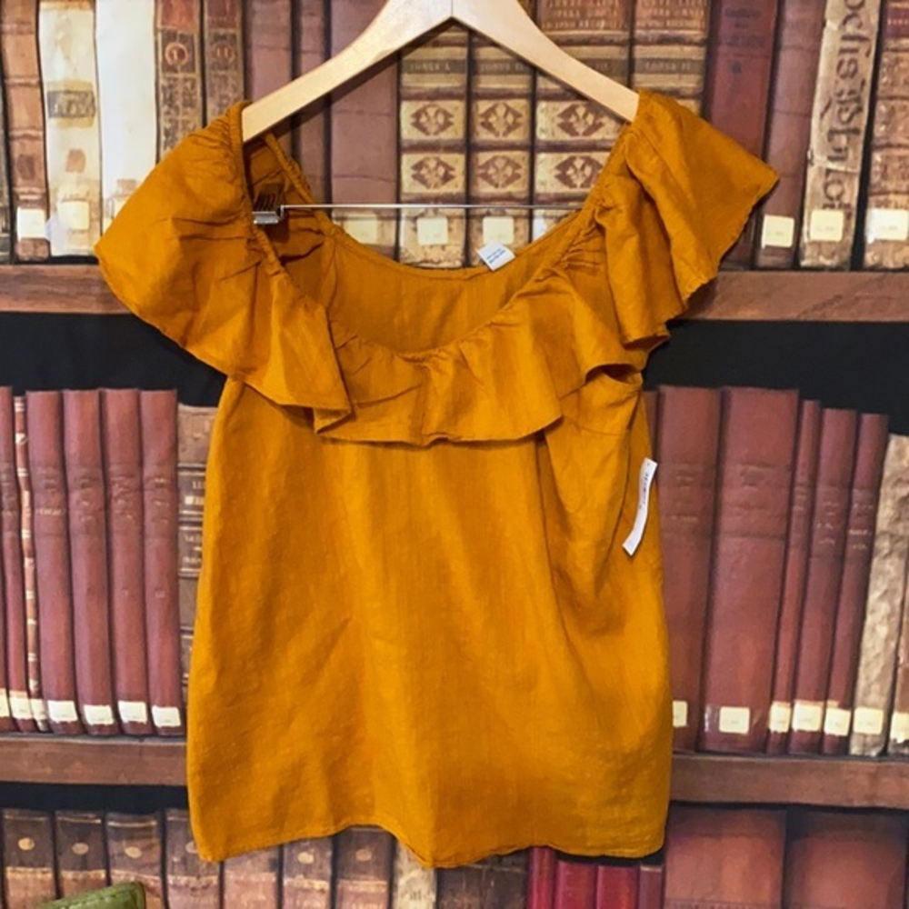 Old Navy NWT Ruffle Off Shoulder Slub Top XS Boho
